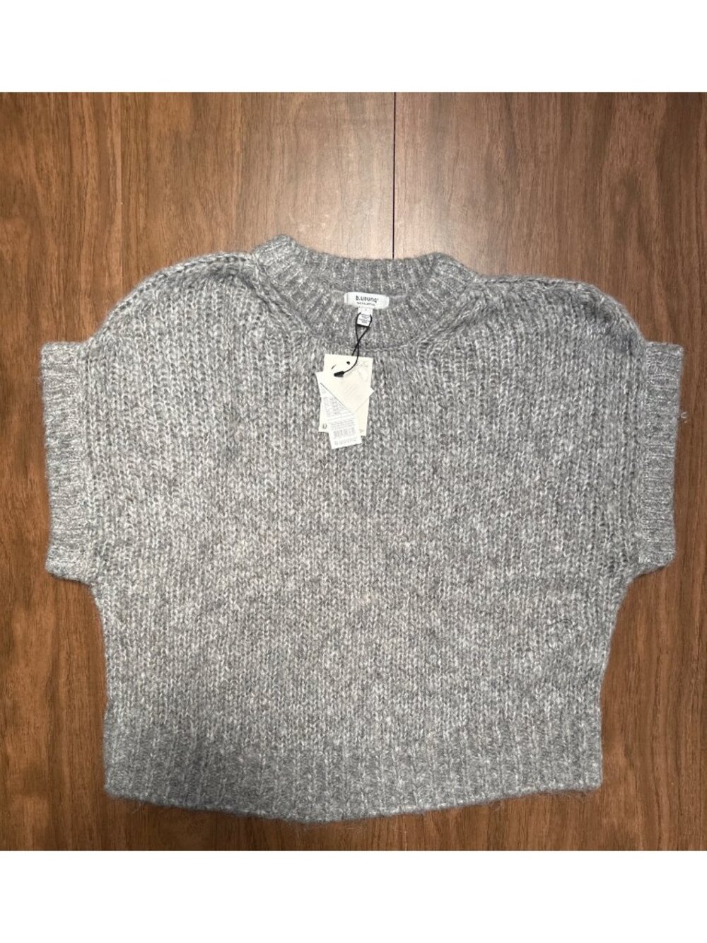 b.young Bymetta Knit Sweater Vest Womens L Mid Grey Alpaca Wool Blend NWT